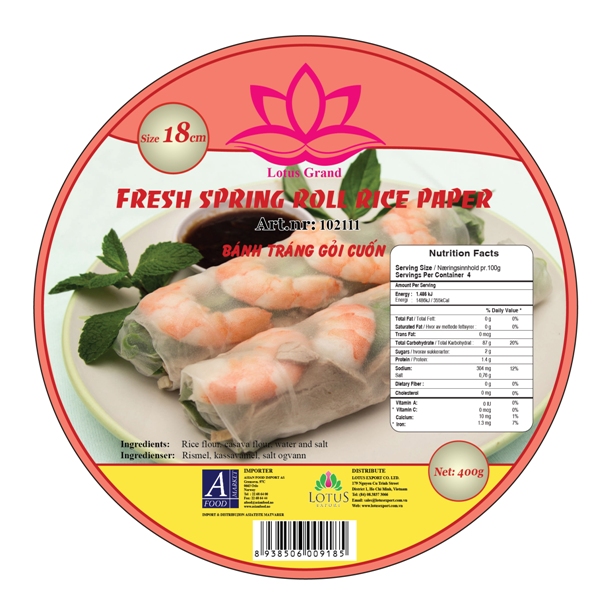 BÁNH TRÁNG GỎI CUỐN TRÒN 18CM 400GR