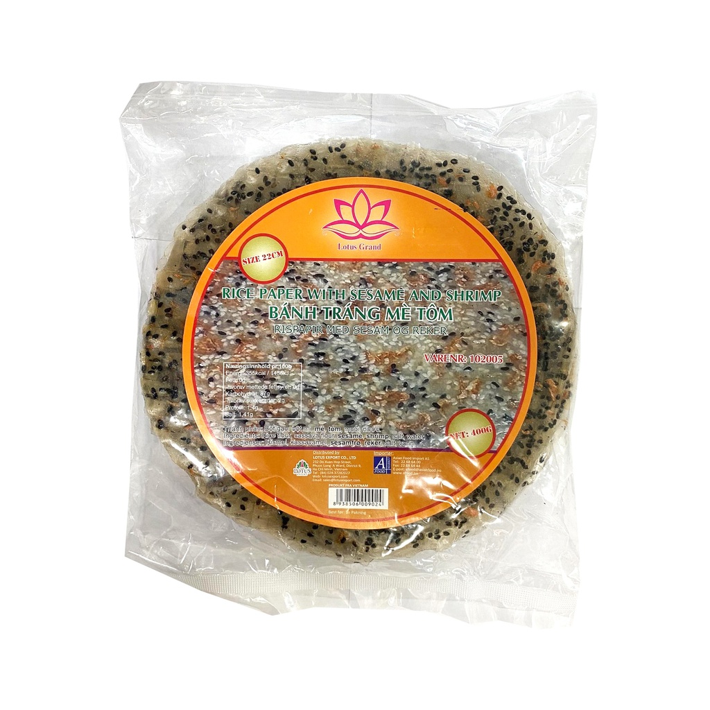 RICE PAPER WITH WHITE SESAME AND SHRIMP 22CM 400GR