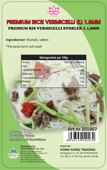 PREMIUM RICE VERMICELLI SIZE L 1.8MM 400GR